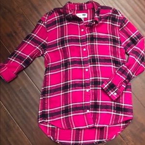 Pink plaid button down top